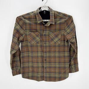 Volcom Lumberg Long Sleeve Flannel Shirt Modern fit Gorpcore green plaid sz XL